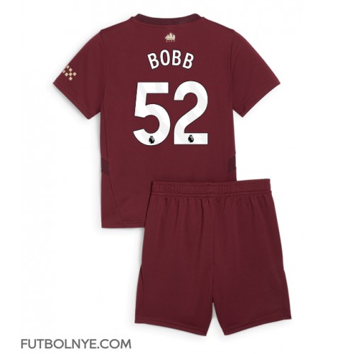 Camiseta Manchester City Oscar Bobb #52 Tercera Equipación para niños 2024-25 manga corta (+ pantalones cortos)